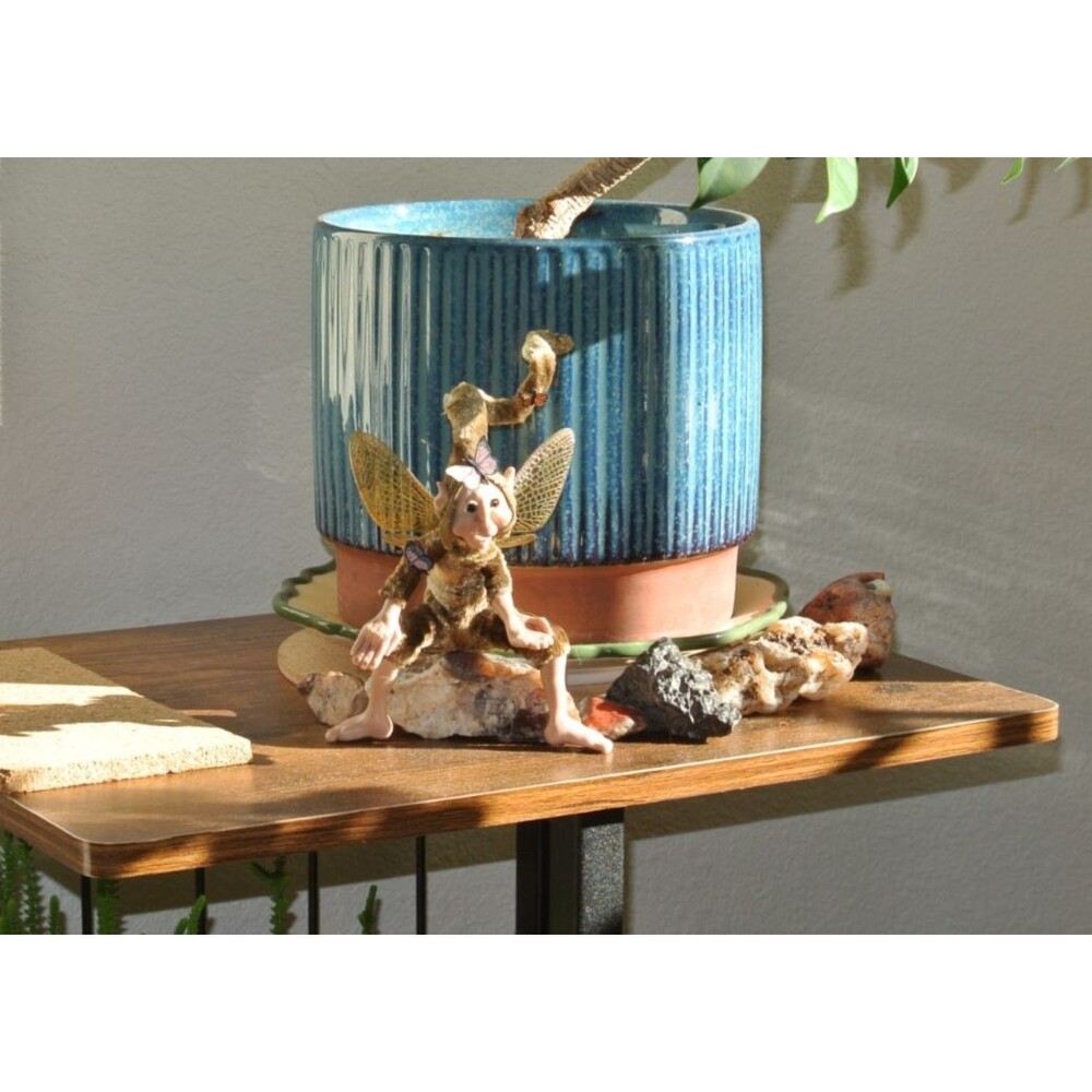 Fairy Figurine Pixie Wood Sprite Butterfly Male Polymer Shelf Sitting Handmade - Picture 1 of 10